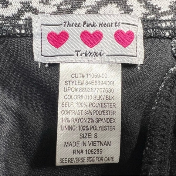 Three Pink Hearts Black|White Strapless Knee Length Cocktail Dress Size Small - Picture 2 of 3